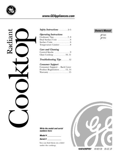 ge radiant cooktop manual